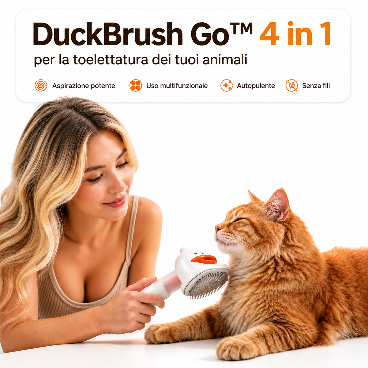 DuckBrush Go™ — Pettine Aspirante 4 in 1