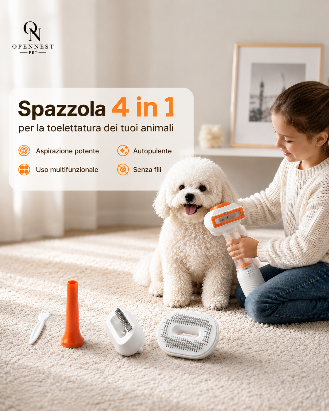DuckBrush Go™ — Pettine Aspirante 4 in 1