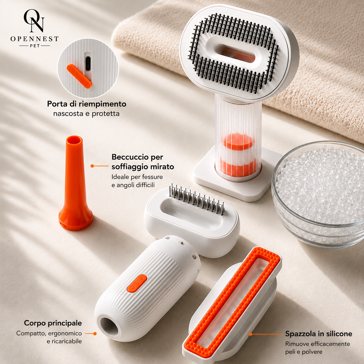 DuckBrush Go™ — Pettine Aspirante 4 in 1